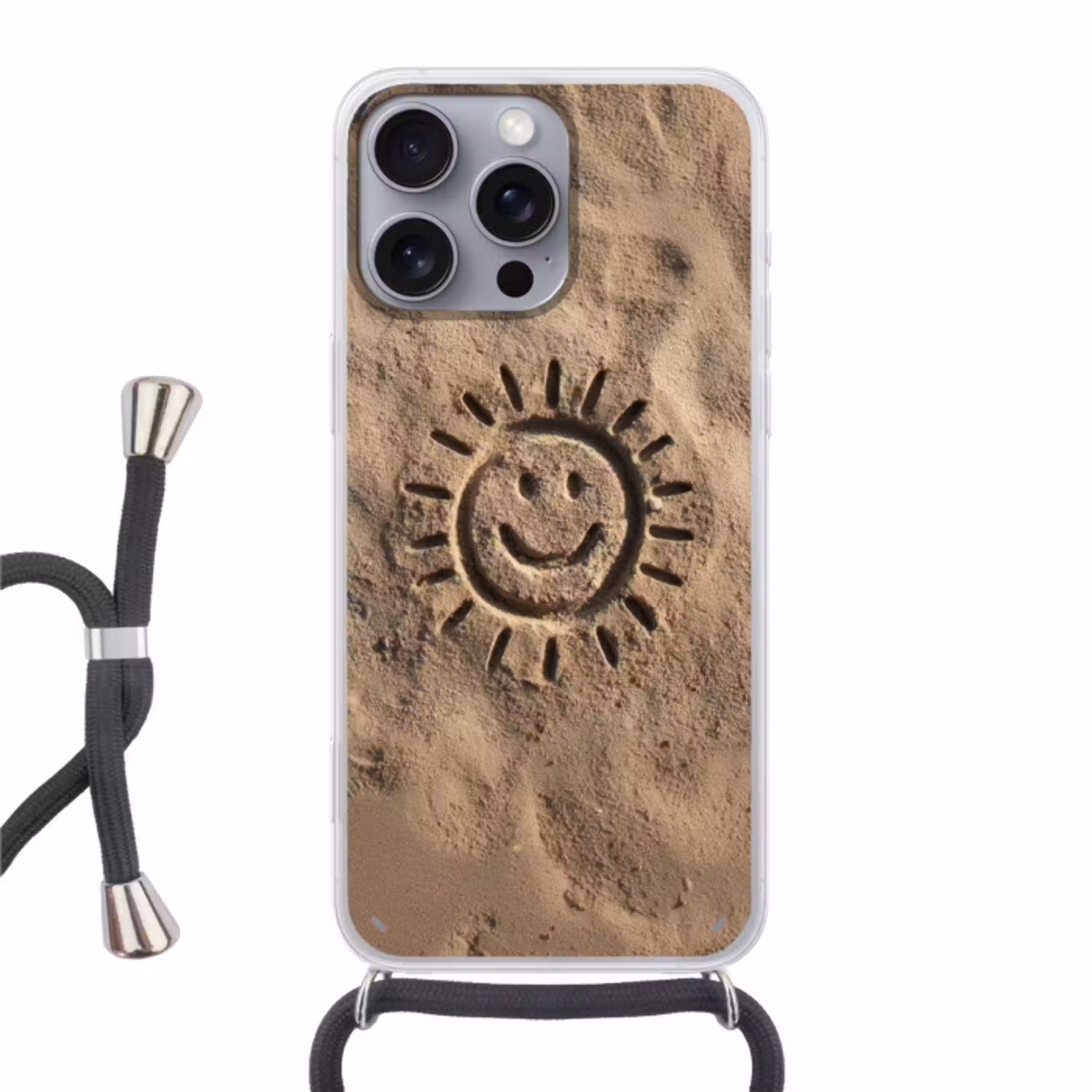 Gezichtje - Zon - Zand - Getekend Hoesje iPhone 16 Pro Max met koord klein -3d
