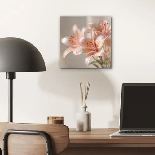 Lelies - Meeldraden - Roze - Wazig aluminium wit klein -sfeer5