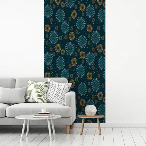 Blauw - Patroon - Retro fotobehang vinyl groot 64 -woonkamer