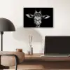 Giraffe - Portret - Dieren - Zwart - Wit aluminium wit klein -sfeer5