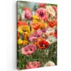 Bloemenveld - Klaprozen - Kleurrijk Tuinposter op houten frame 2 cm dik klein -3d