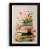Boeken - Stapel - Bloemen - Kleurrijk fotolijst zwart zonder passe partout klein -3d