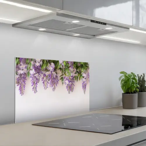 Blauwe regen - Bloemen - Paars keuken achterwand spatscherm klein -3d_schuin
