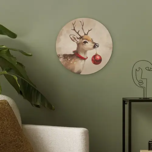 Kerst - Hert - Gewei - Kerstbal - Rendier Akoestische PET Vilt - Rond klein -sfeer2
