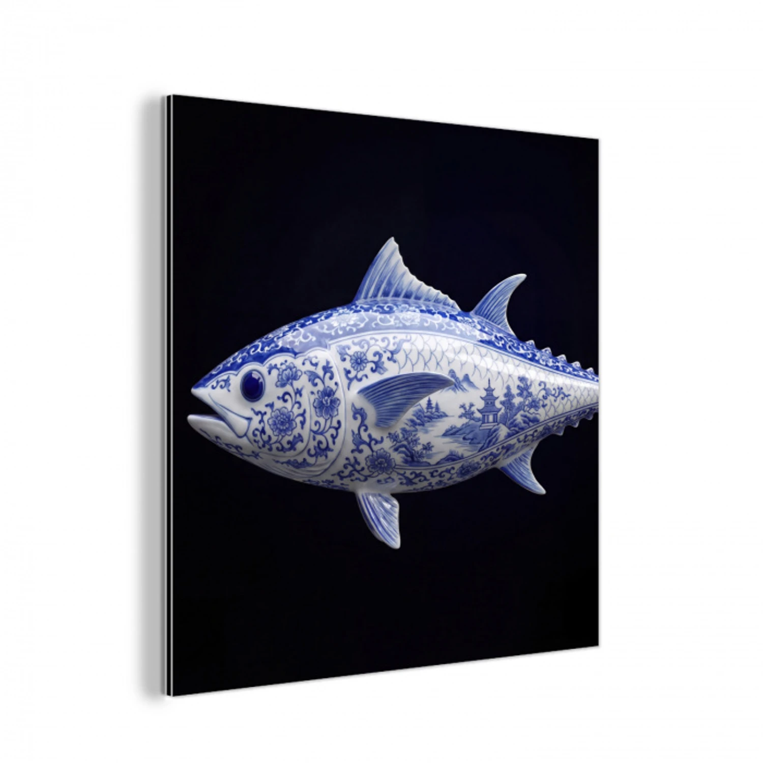Porselein - Tonijn - Delfts - Blauw aluminium wit klein -3d