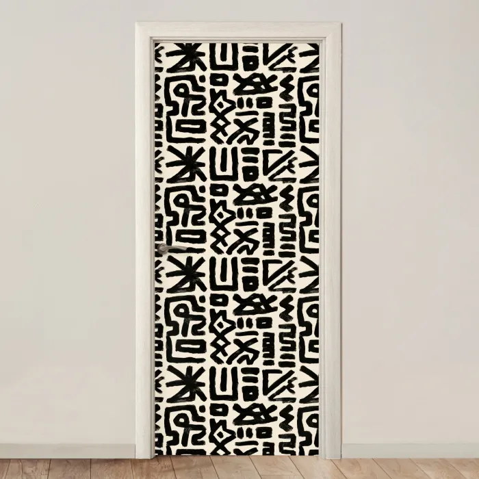 Geometrisch - Figuren - Zwart deurposter klein 289 -3d_beige