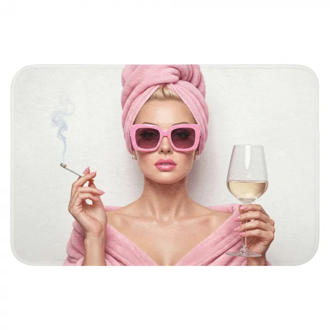 WC Mat - Vrouw - Roze - Wijn - Zonnebril
