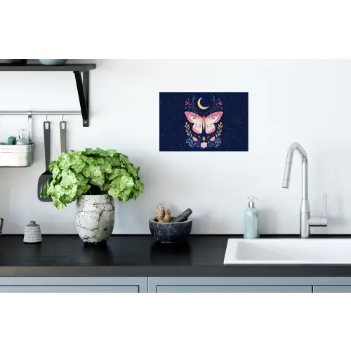 Vlinder - Maan - Bloemen - Sterrenhemel Muursticker klein -keuken