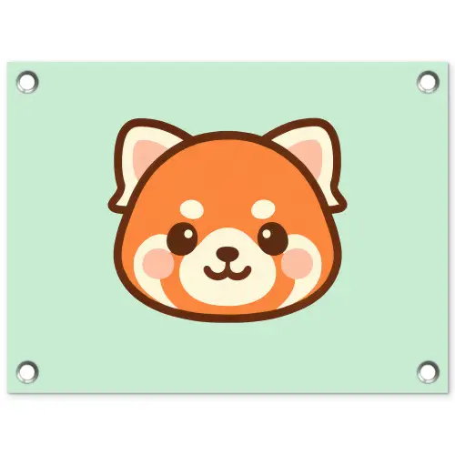 Rode panda - Groen - Cartoon tuinposter los doek klein -3d