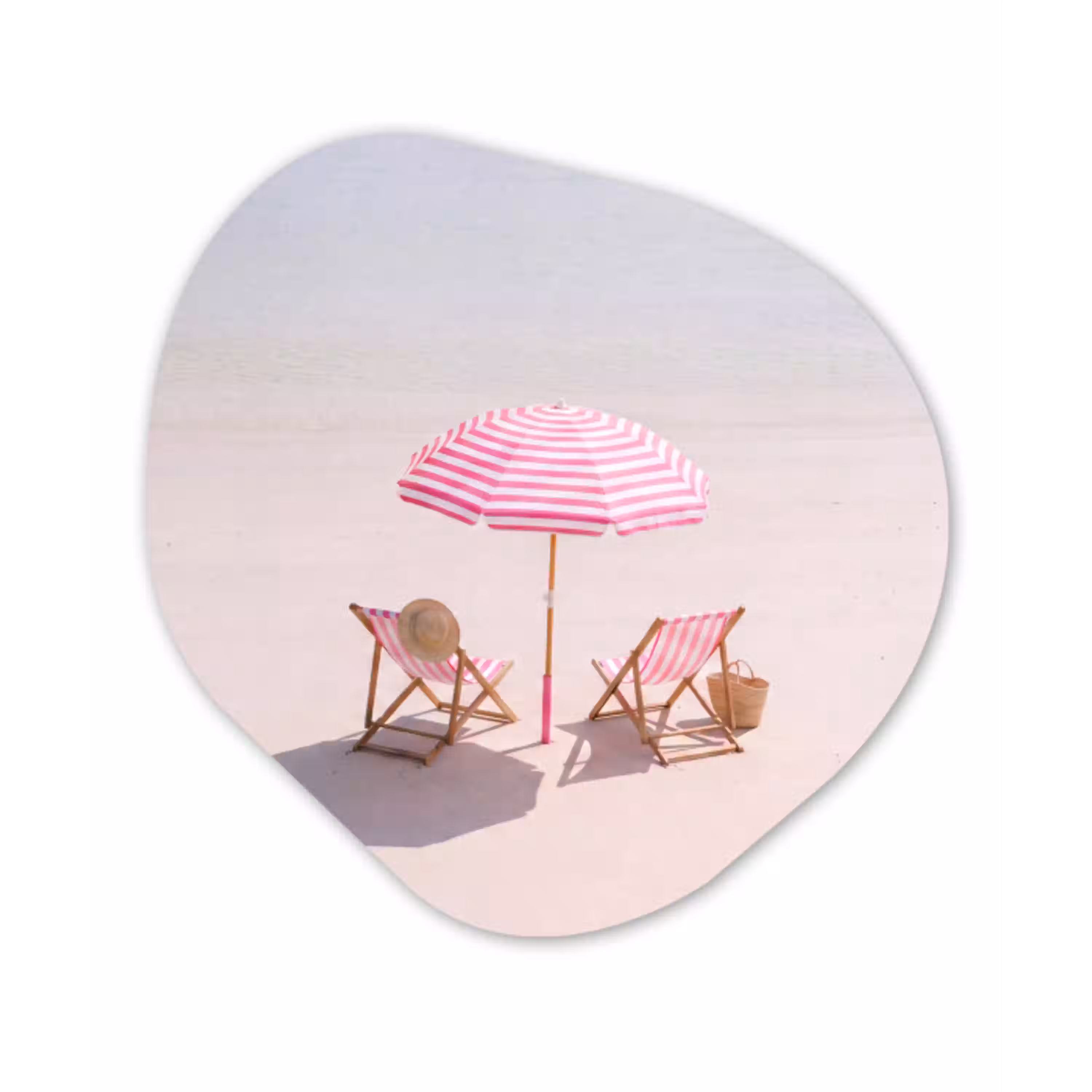 Strand - Parasol - Ligstoel - Zomer - Roze Wandcirkel Organisch Aluminium middel -3d