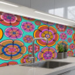 Design - Flower Power - Kleuren keuken achterwand 2 middel 871 -3d_schuin