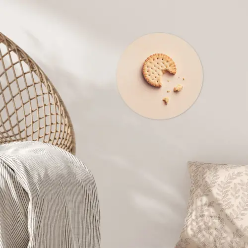 Koekje - Kruimels - beige Wandcirkel behangsticker klein -sfeer4