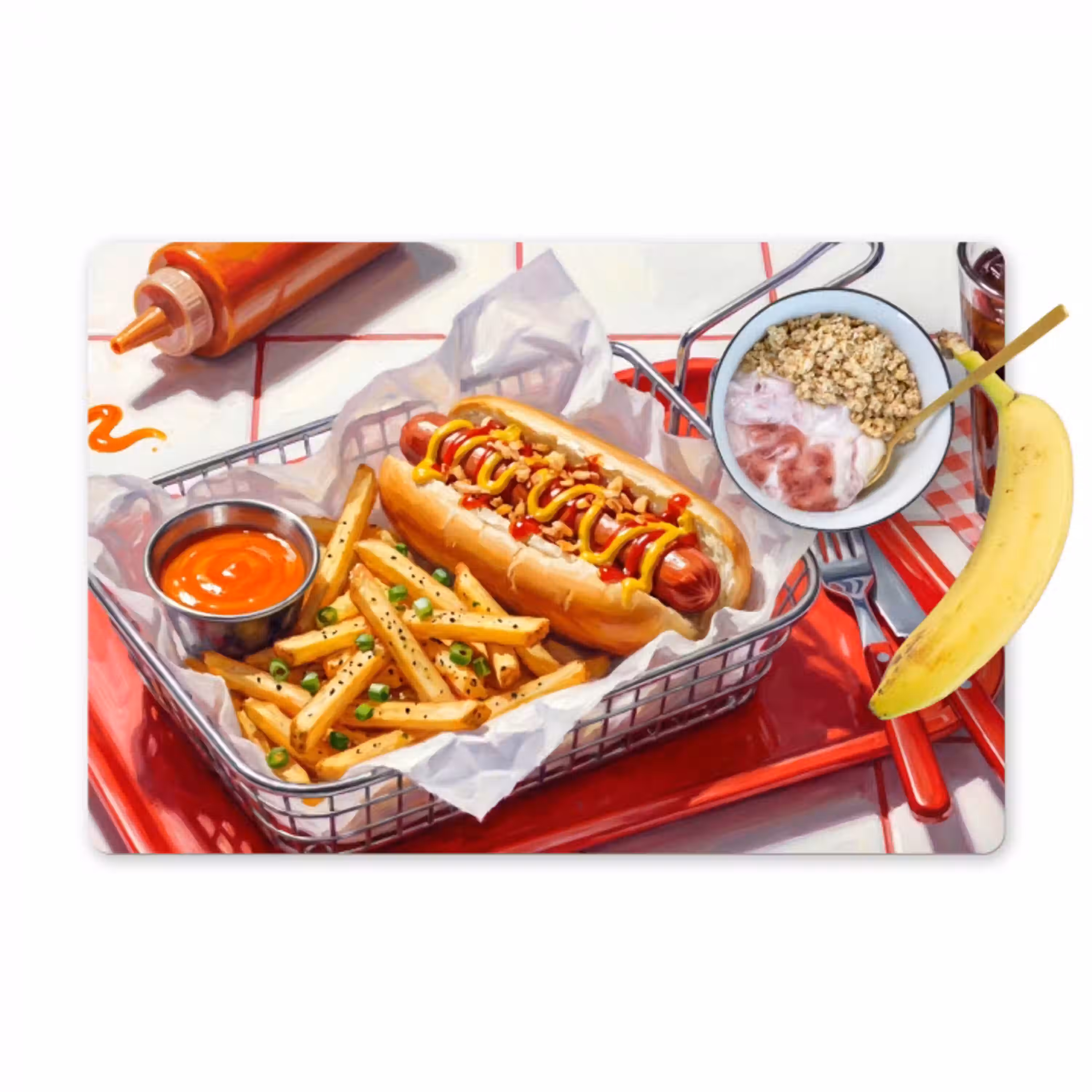 Eten - Hotdog - Fastfood - Modern - Rood Placemat vinyl groot -zzzproduct_Kitchenyeah-website