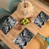 Luipaard - Zwart - Wit - Oog Placemat vinyl groot -zzsfeer5_Kitchenyeah-website