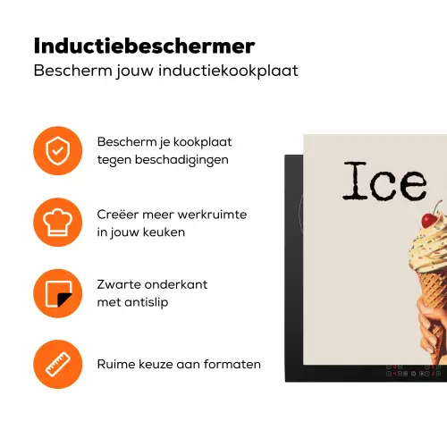 Ice cream - Softijs - Kleurrijk - Kers Inductie beschermer vinyl 3mm klein -zzzzzzz-td-ups
