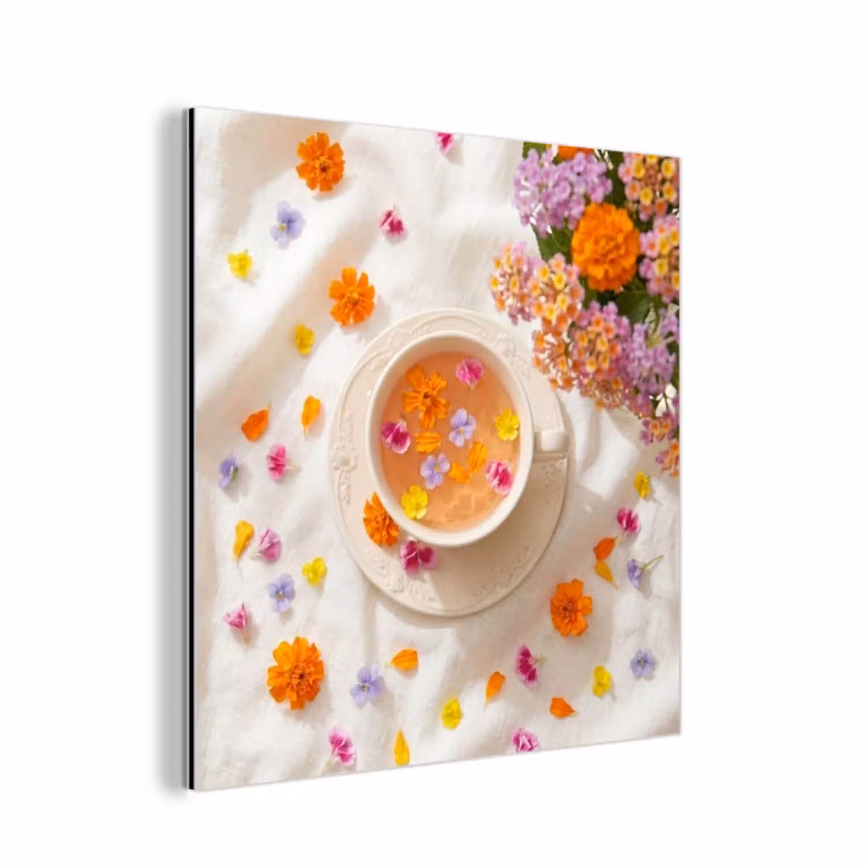 Bloemen - Kop - Natuur - Kleurrijk - Zomer aluminium wit klein -3d
