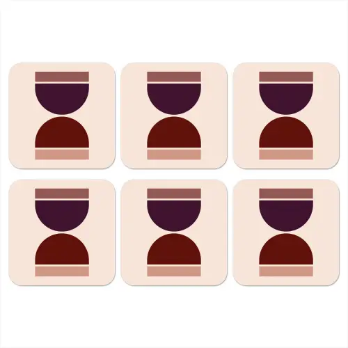Zandloper - Symmetrisch - Rood - Paars onderzetter kurk middel -3d