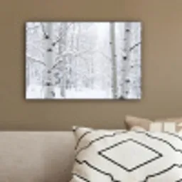 Berkenbomen - Sneeuw - Winter - Bos - Wit canvas 2cm klein -sfeer3