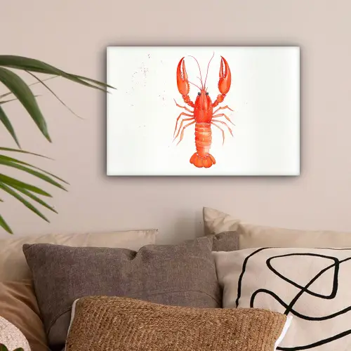 Kreeft - Waterverf - Aquarel - Oranje canvas 2cm klein -sfeer1