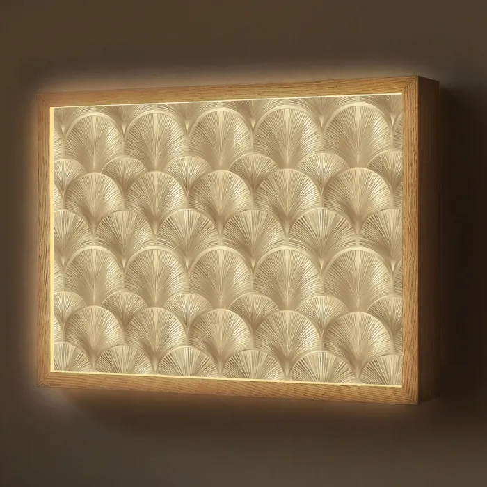 Patroon - Waaier -  Goud Light Box met batterij (Wandlamp) middel 907 -z3d_website