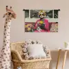 Vrouw - Kat - Bloemen - Kopje - Retro Wandkleed katoen klein -wsfeer5_kind