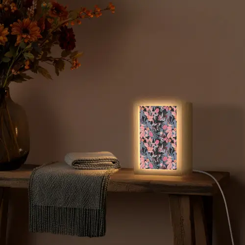 Zomer - Vlinder - Zwart - Roze Light Box met kabel (Tafellamp) klein 925 -sfeer4