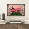Doorkijk - Tulpen - Bloemen - Molen - Raam aluminium wit klein -sfeer1