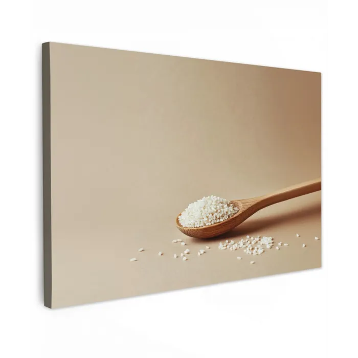 Lepel - Rijst - Hout - Beige canvas 2cm klein -z3d