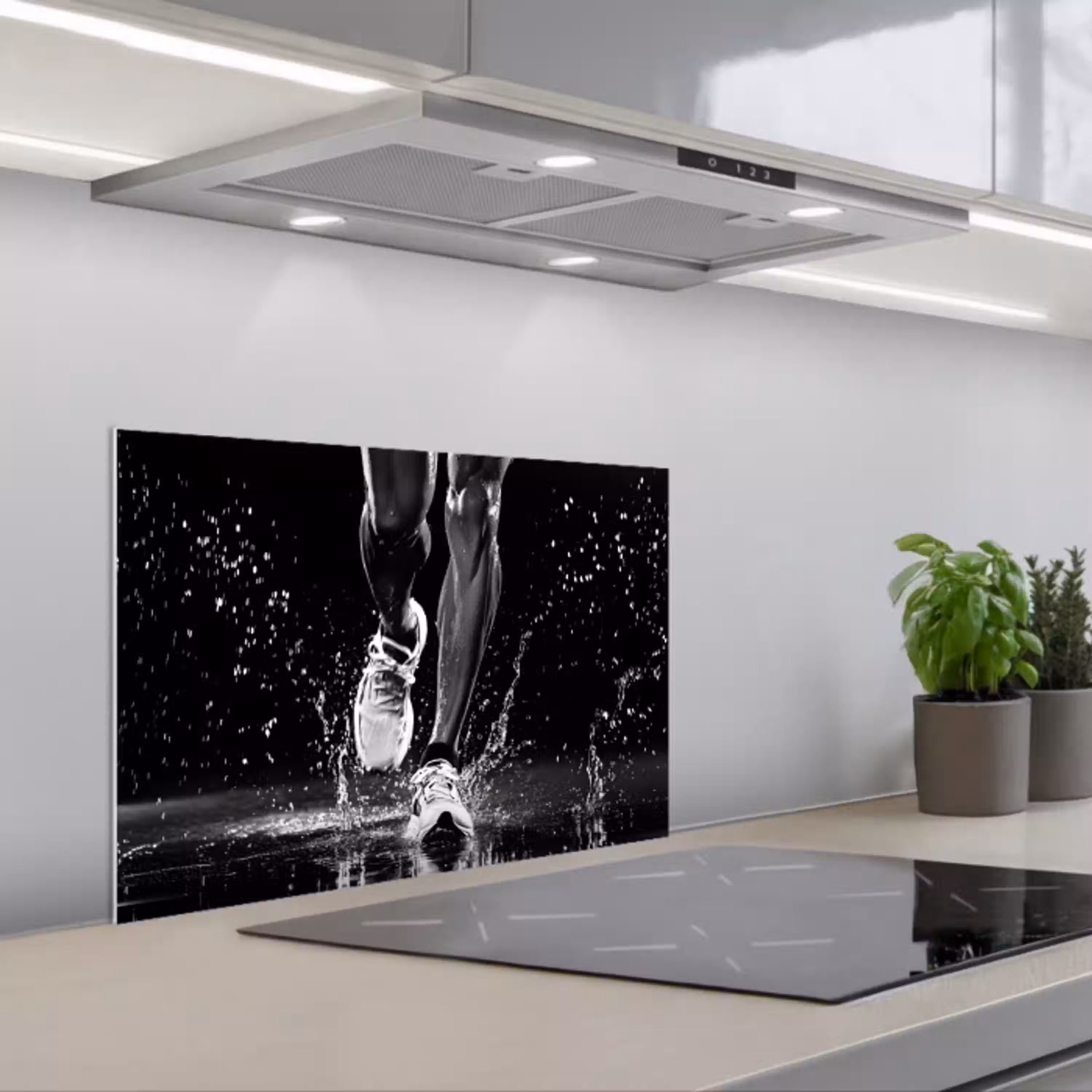 Hardloopschoenen - Rennen - Druppels - Zwart keuken achterwand spatscherm klein -3d_schuin