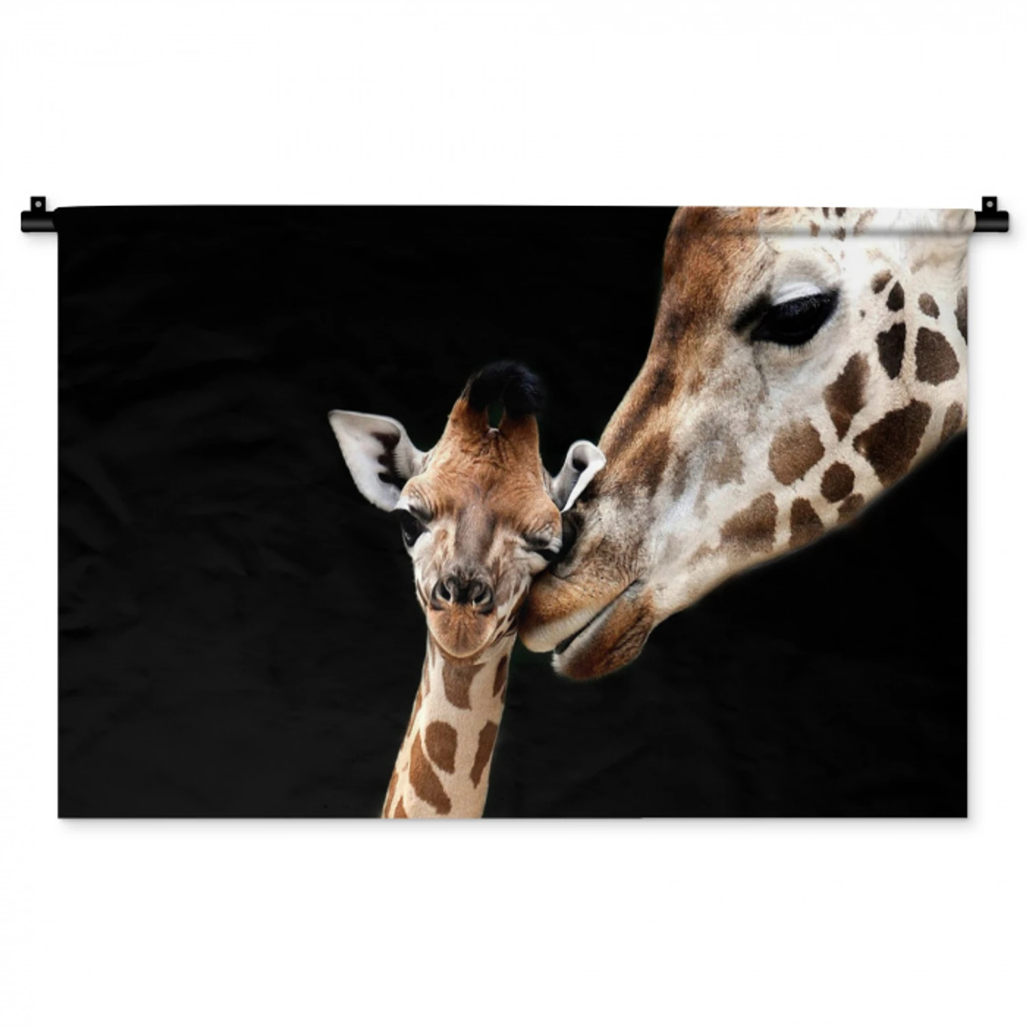 Giraffe - Dieren - Zwart - Portret - Dieren Wandkleed katoen middel -zz3d