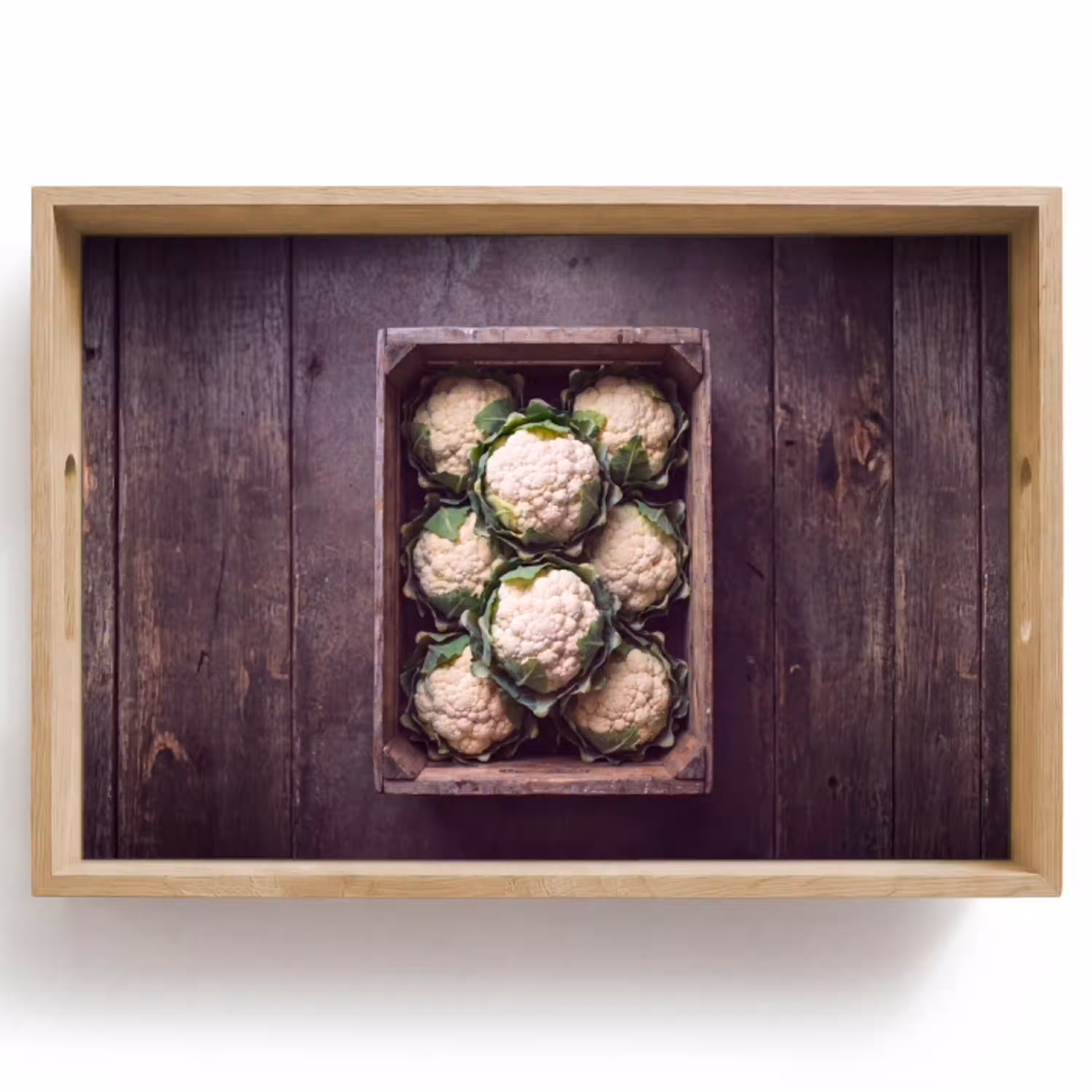 Bloemkool - Houten kist Dienblad Rechthoek middel -z3d_shopping