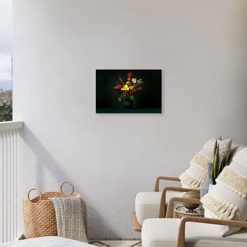 Bloemen - Vaas - Zwart Tuinposter op houten frame 2 cm dik klein -sfeer1