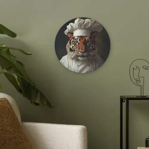 Tijger - Kokskleding - Bruin Akoestische PET Vilt - Rond klein -sfeer2