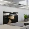 Gezicht - Vrouw - Zwart - Abstract keuken achterwand spatscherm klein -3d_schuin