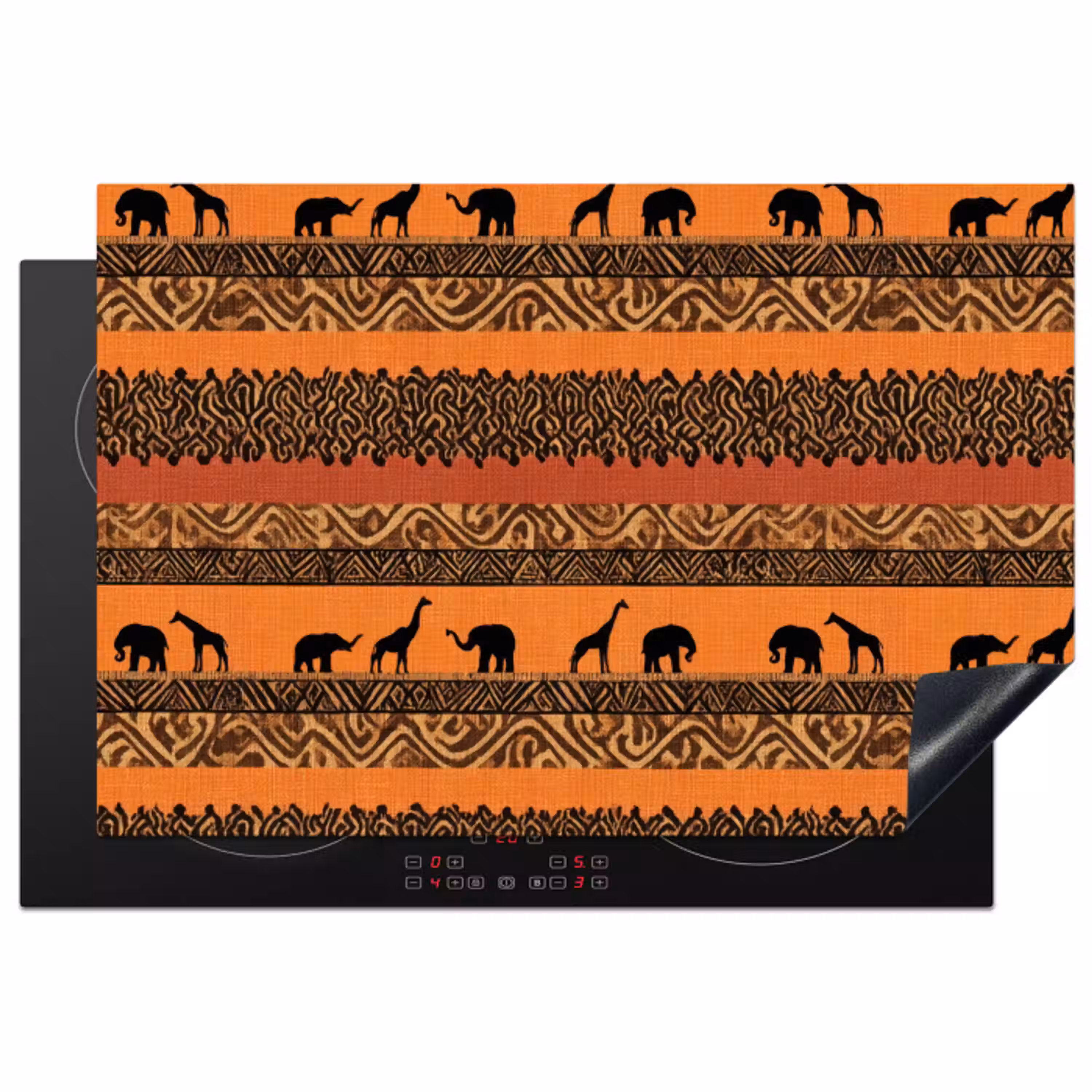 Oranje - Safari - Afrikaans - Dieren - Patroon Inductie beschermer vinyl 3mm klein 276 -3d