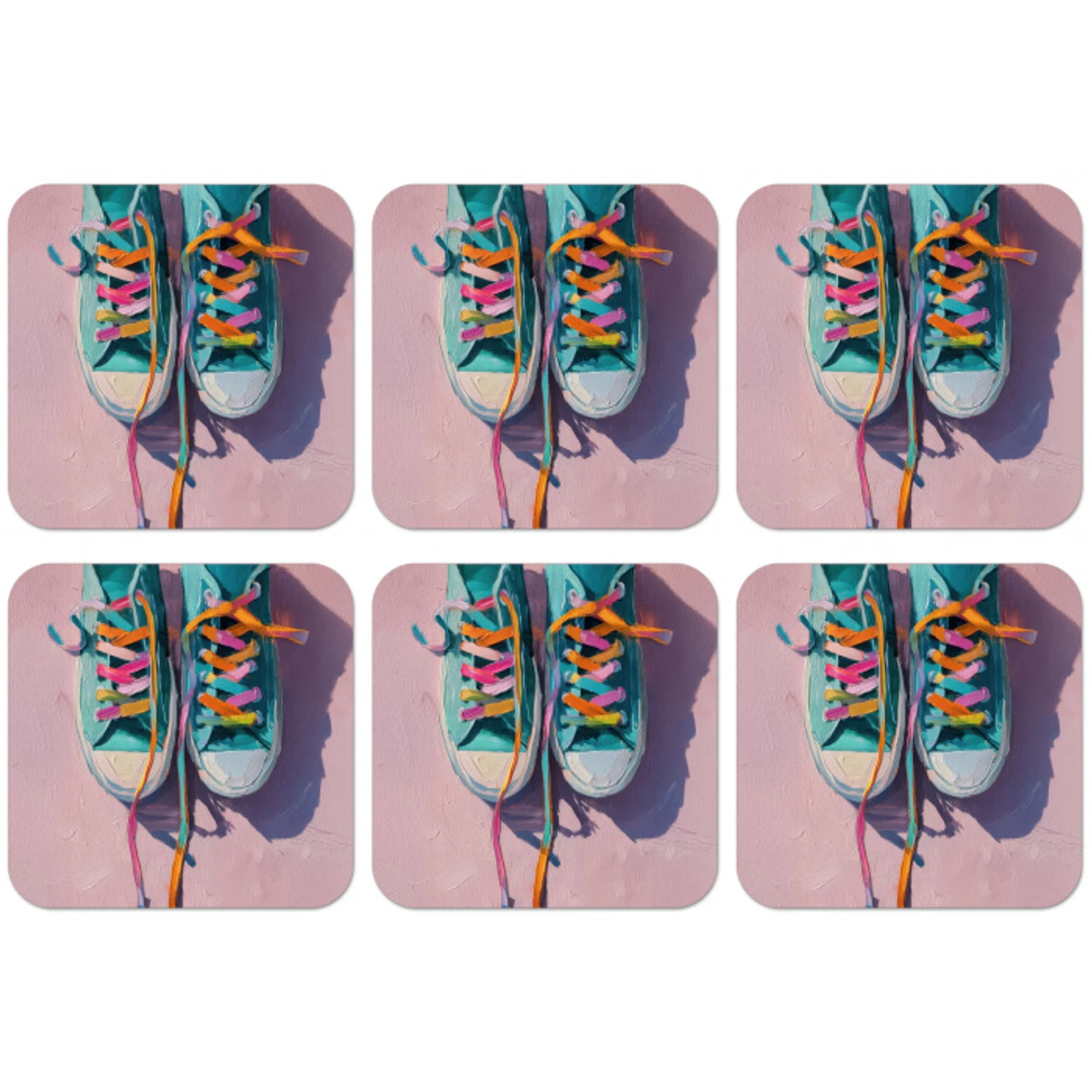 Sneakers - Veters - Kleurrijk - Schaduw onderzetter kurk middel -zkaufland3dotto