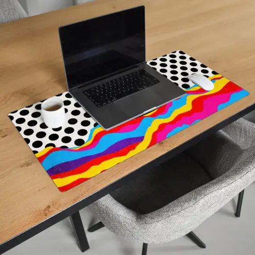 Hamburger - Stippen - Golven - Kleuren Muismat XXL klein -sfeer1