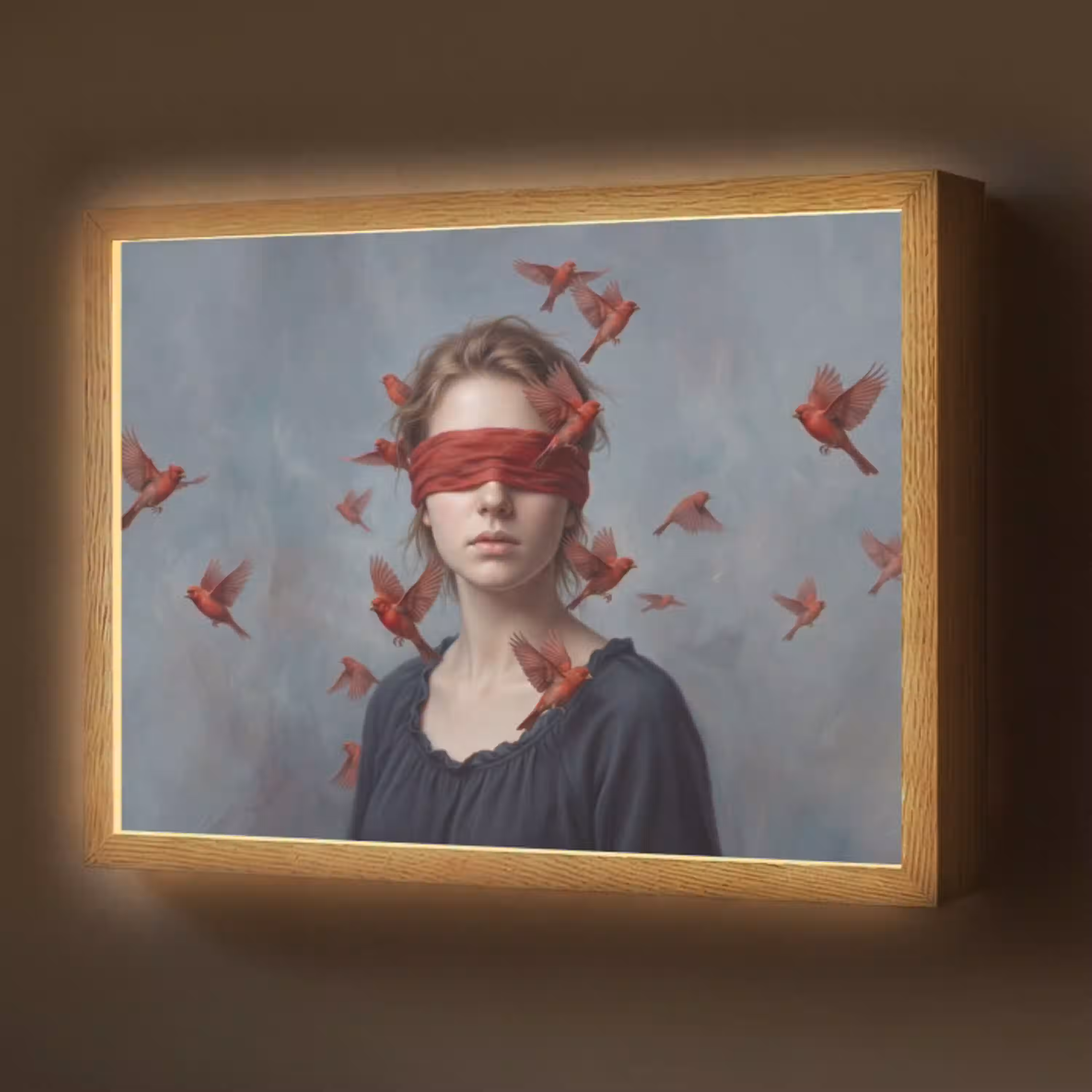 Portret - Krachtig - Rood Light Box met batterij (Wandlamp) middel -z3d_website