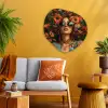 Vrouwen - Bloemen - Modern - Bril - Abstract Wandcirkel Organisch Plexiglas middel -sfeer4