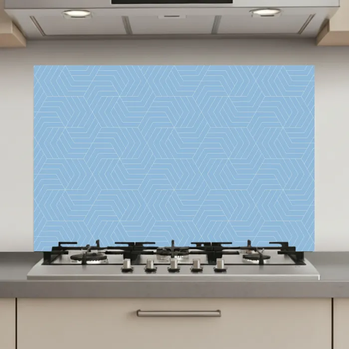 Blauw - Wit - Lijnen - Patroon keuken achterwand spatscherm klein 900 -3d_website