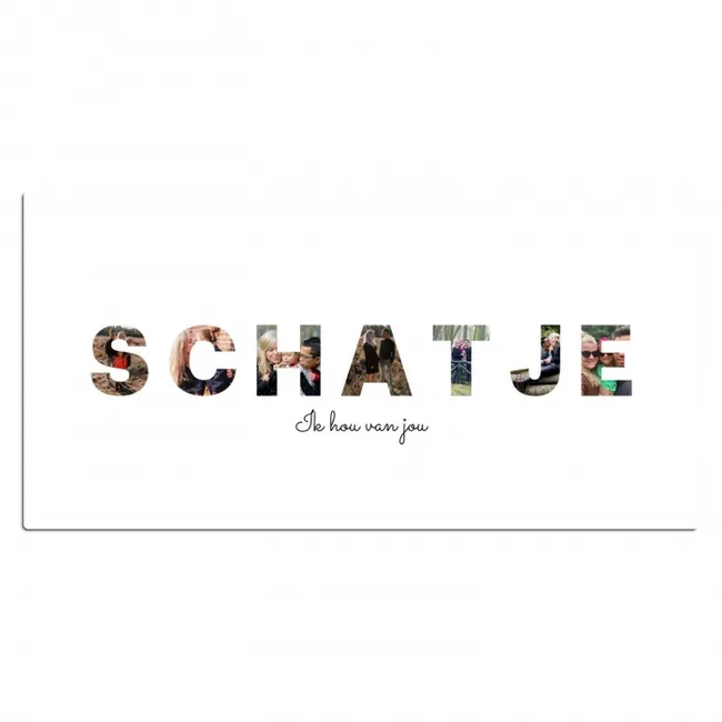 Gepersonaliseerde bureau onderlegger - Schatje - Lettercollage