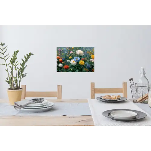 Close-up - Veld - Bloemen - Kleurrijk Muursticker klein -eettafel