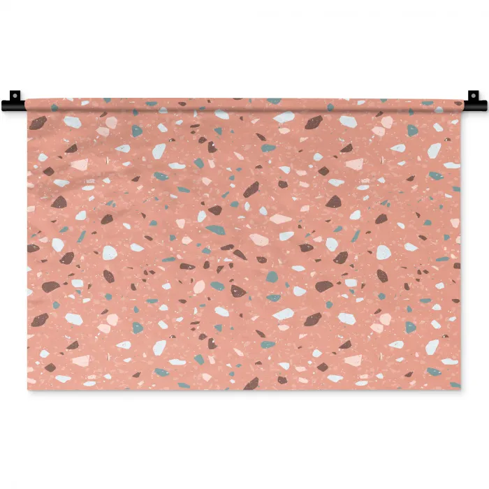 Terrazzo -  Patroon - Kleurrijk - Roze - Blauw Wandkleed katoen klein 269 -zz3d