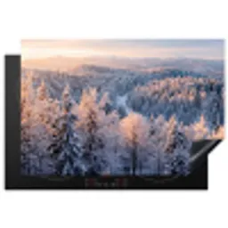 Bos - Bergen - Goud - Winter - Warm Inductie beschermer vinyl 3mm klein -3d