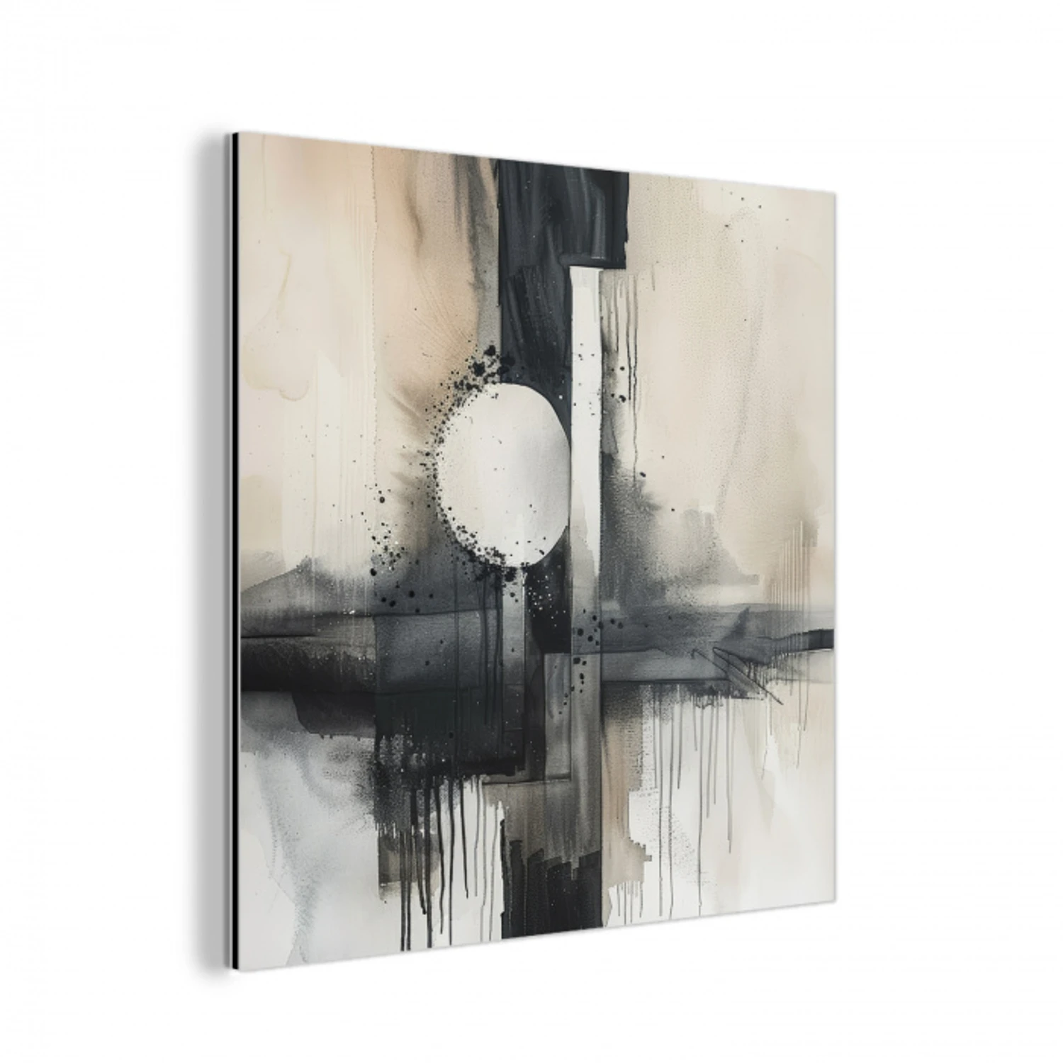 Abstract - Zwart wit - Verf - Modern aluminium wit klein -3d