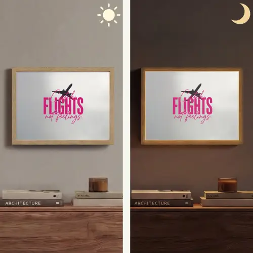 Catch flights not feelings - Vliegtuig - Roze Light Box met batterij (Wandlamp) middel -sfeer3