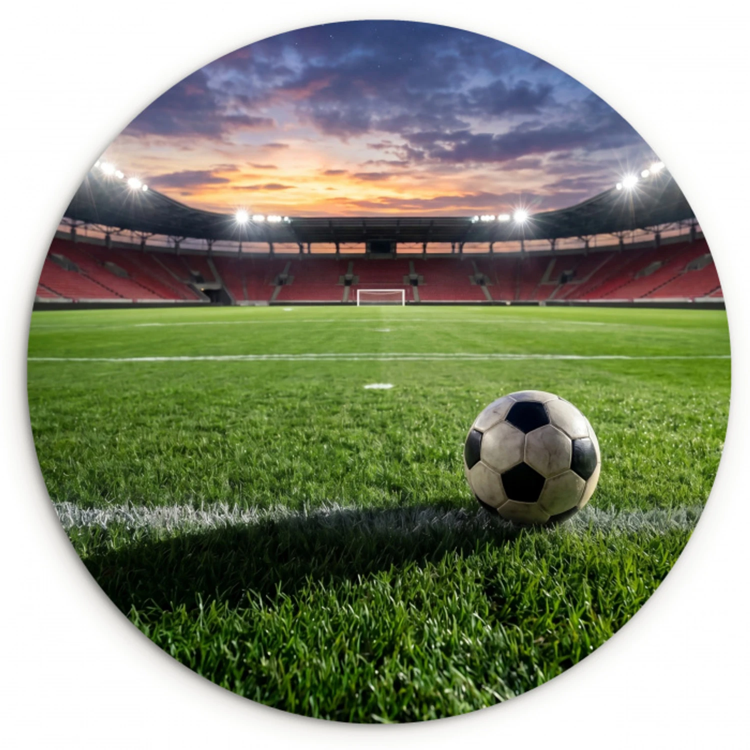 Voetbal - Stadion - Sport - Groen Wandcirkel kunststof plaat 5mm dik klein -3d