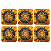 Mozaïek - Zon - Geel - Cirkel onderzetter kurk middel -3d
