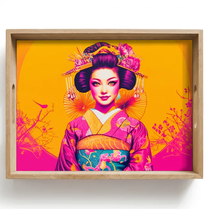 Bloemen - Vrouw - Kimono - Roze Dienblad Rechthoek middel -z3d_shopping