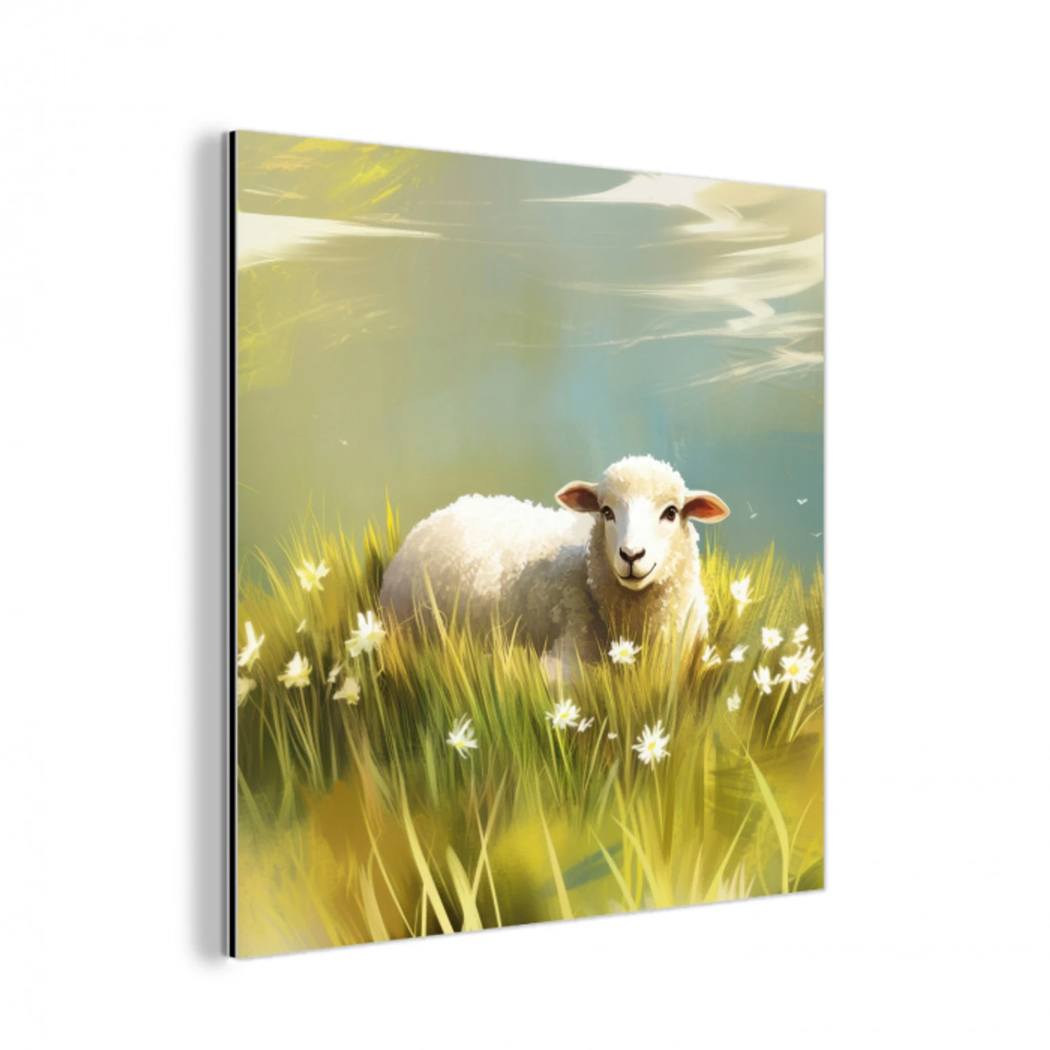 Schaap - Weide - Groen aluminium wit klein -3d